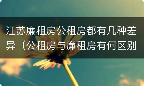 江苏廉租房公租房都有几种差异（公租房与廉租房有何区别）