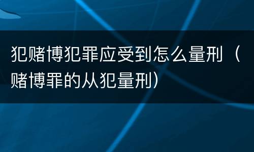 犯赌博犯罪应受到怎么量刑（赌博罪的从犯量刑）