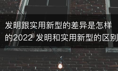 发明跟实用新型的差异是怎样的2022 发明和实用新型的区别和联系有什么