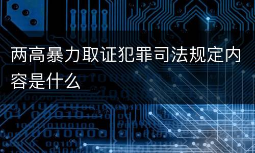 两高暴力取证犯罪司法规定内容是什么