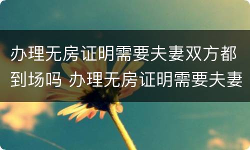 办理无房证明需要夫妻双方都到场吗 办理无房证明需要夫妻双方都到场吗怎么办
