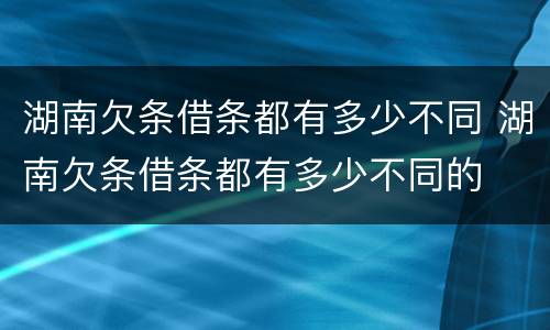 湖南欠条借条都有多少不同 湖南欠条借条都有多少不同的