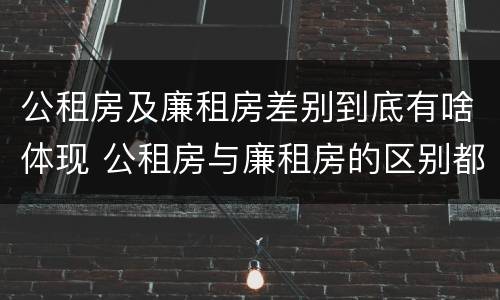 公租房及廉租房差别到底有啥体现 公租房与廉租房的区别都在此,别再搞错了!