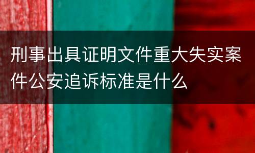 刑事出具证明文件重大失实案件公安追诉标准是什么