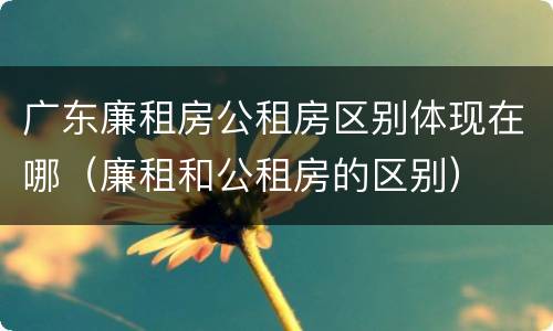 广东廉租房公租房区别体现在哪（廉租和公租房的区别）