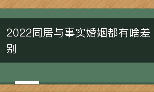 2022同居与事实婚姻都有啥差别