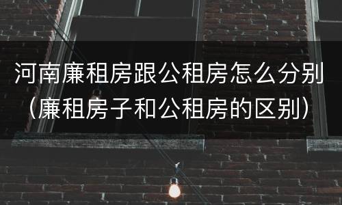 河南廉租房跟公租房怎么分别（廉租房子和公租房的区别）