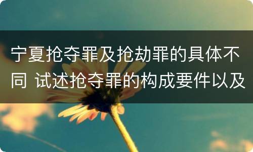 宁夏抢夺罪及抢劫罪的具体不同 试述抢夺罪的构成要件以及与抢劫罪的区别