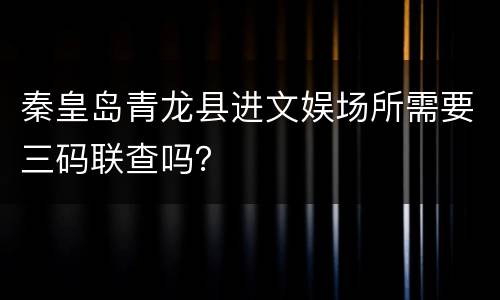 秦皇岛青龙县进文娱场所需要三码联查吗？