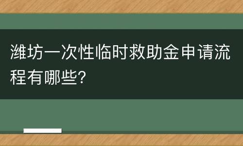 潍坊一次性临时救助金申请流程有哪些？