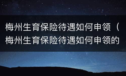 梅州生育保险待遇如何申领（梅州生育保险待遇如何申领的）