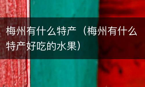 梅州有什么特产（梅州有什么特产好吃的水果）