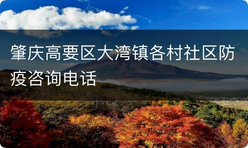 肇庆高要区大湾镇各村社区防疫咨询电话