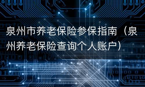 泉州市养老保险参保指南（泉州养老保险查询个人账户）