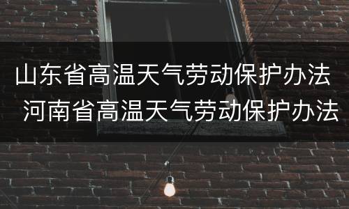 山东省高温天气劳动保护办法 河南省高温天气劳动保护办法