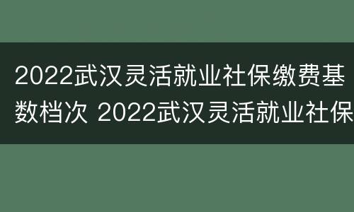 2022武汉灵活就业社保缴费基数档次 2022武汉灵活就业社保缴费基数档次是多少