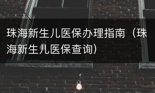 珠海新生儿医保办理指南（珠海新生儿医保查询）