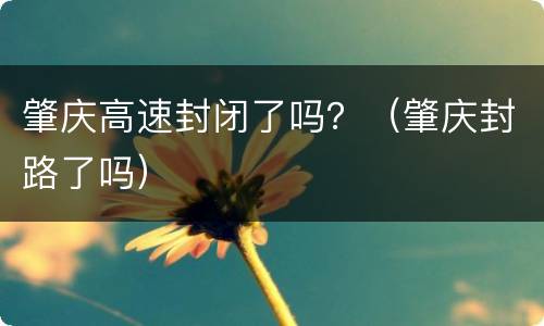 肇庆高速封闭了吗？（肇庆封路了吗）