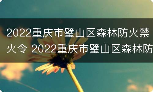 2022重庆市璧山区森林防火禁火令 2022重庆市璧山区森林防火禁火令文件