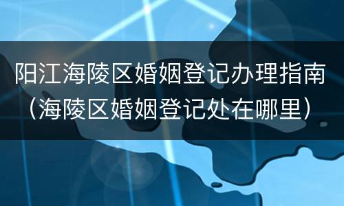 阳江海陵区婚姻登记办理指南（海陵区婚姻登记处在哪里）