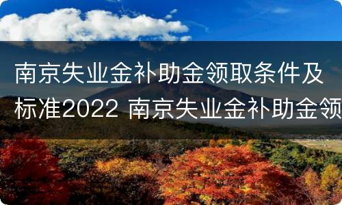 南京失业金补助金领取条件及标准2022 南京失业金补助金领取条件及标准2022年
