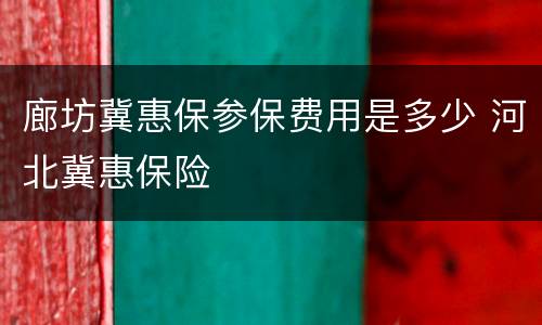 廊坊冀惠保参保费用是多少 河北冀惠保险
