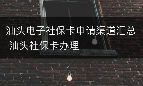 汕头电子社保卡申请渠道汇总 汕头社保卡办理
