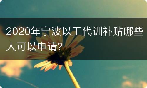 2020年宁波以工代训补贴哪些人可以申请？