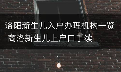 洛阳新生儿入户办理机构一览 商洛新生儿上户口手续