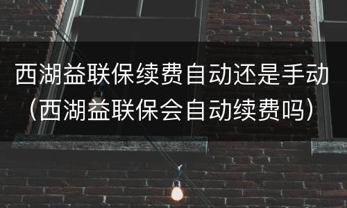西湖益联保续费自动还是手动（西湖益联保会自动续费吗）
