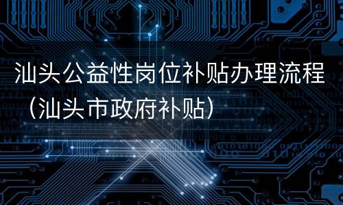 汕头公益性岗位补贴办理流程（汕头市政府补贴）