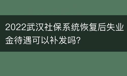 2022武汉社保系统恢复后失业金待遇可以补发吗？