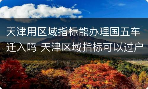 天津用区域指标能办理国五车迁入吗 天津区域指标可以过户二手车吗
