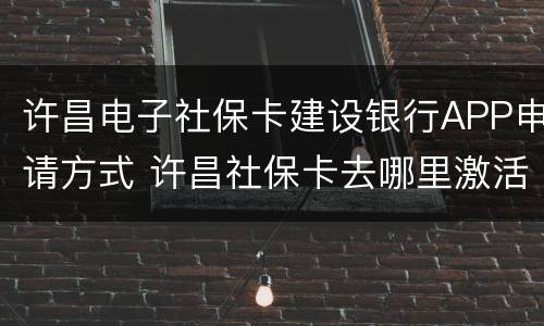 许昌电子社保卡建设银行APP申请方式 许昌社保卡去哪里激活