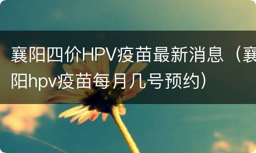 襄阳四价HPV疫苗最新消息（襄阳hpv疫苗每月几号预约）