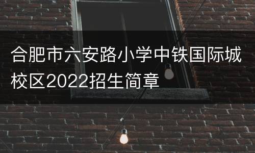 合肥市六安路小学中铁国际城校区2022招生简章