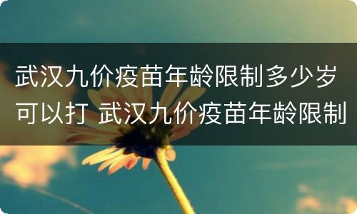 武汉九价疫苗年龄限制多少岁可以打 武汉九价疫苗年龄限制多少岁可以打