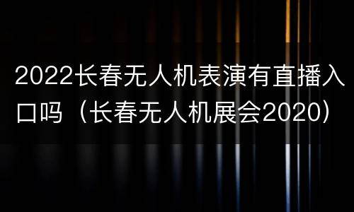 2022长春无人机表演有直播入口吗（长春无人机展会2020）