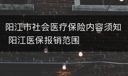 阳江市社会医疗保险内容须知 阳江医保报销范围