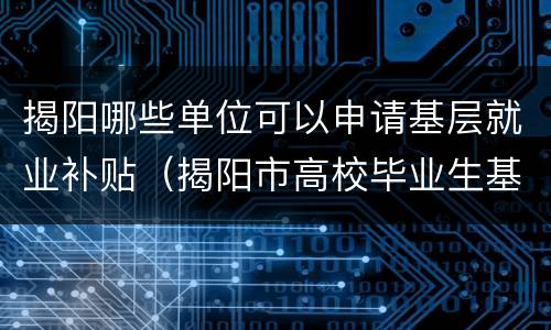 揭阳哪些单位可以申请基层就业补贴（揭阳市高校毕业生基层就业补贴）