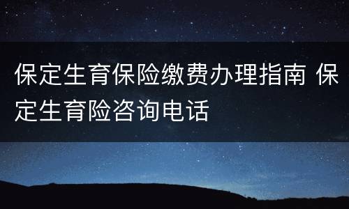 保定生育保险缴费办理指南 保定生育险咨询电话