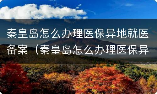 秦皇岛怎么办理医保异地就医备案（秦皇岛怎么办理医保异地就医备案登记）