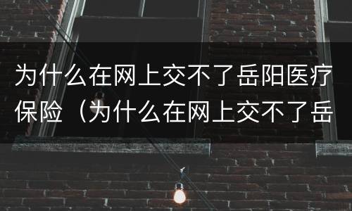 为什么在网上交不了岳阳医疗保险（为什么在网上交不了岳阳医疗保险了）