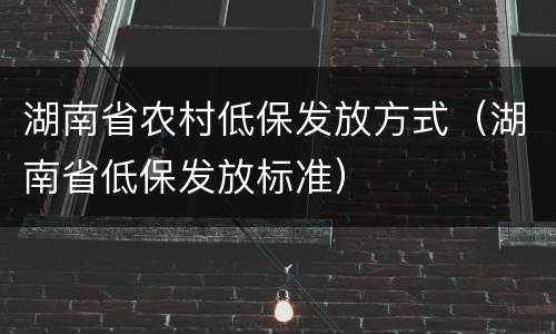 湖南省农村低保发放方式（湖南省低保发放标准）