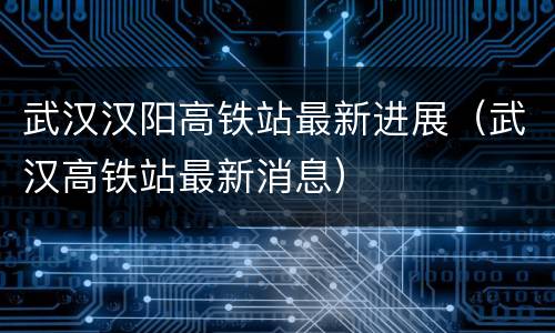 武汉汉阳高铁站最新进展（武汉高铁站最新消息）