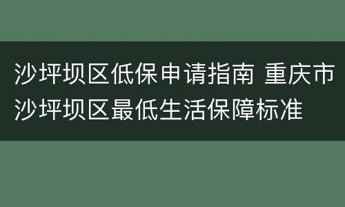 沙坪坝区低保申请指南 重庆市沙坪坝区最低生活保障标准