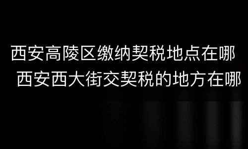 西安高陵区缴纳契税地点在哪 西安西大街交契税的地方在哪