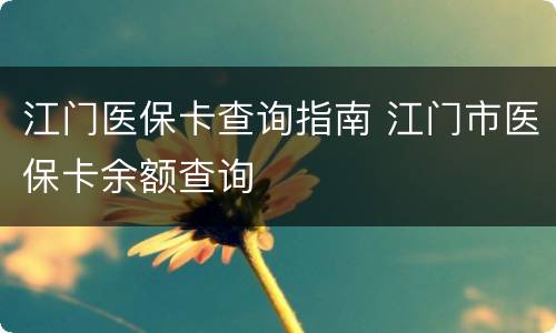 江门医保卡查询指南 江门市医保卡余额查询