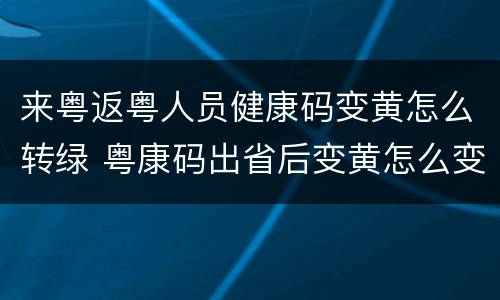 来粤返粤人员健康码变黄怎么转绿 粤康码出省后变黄怎么变绿