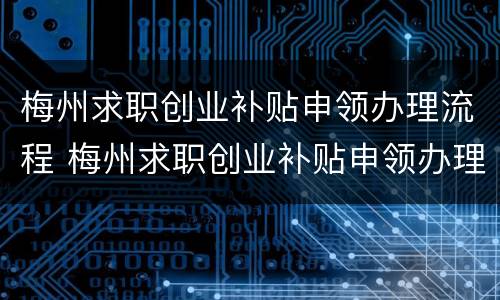 梅州求职创业补贴申领办理流程 梅州求职创业补贴申领办理流程视频